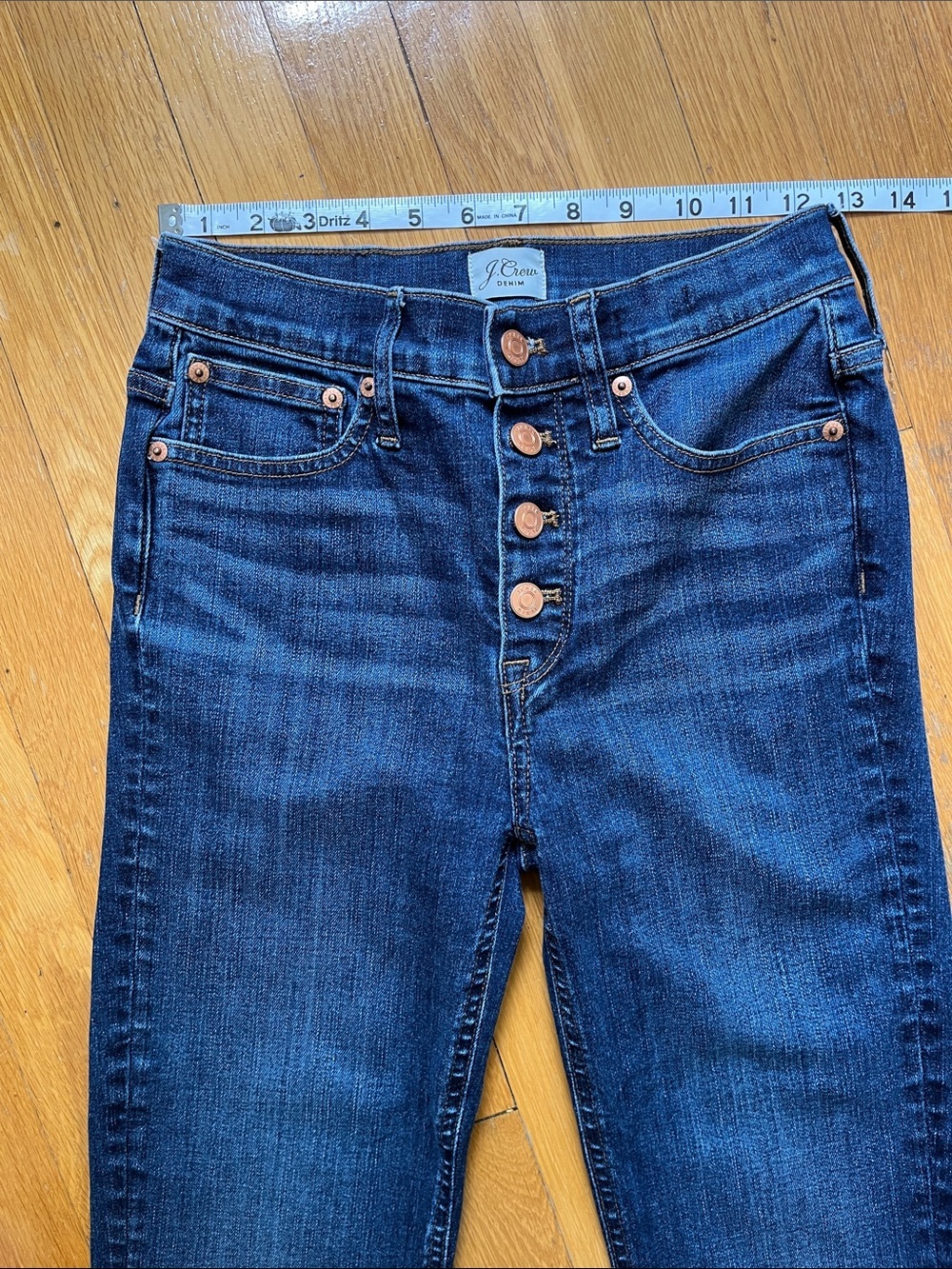 J.Crew Denim Billie Demi Boot Crop Dark Wash Raw Hem Button Fly Classic Jeans - Picture 6 of 14